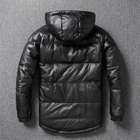 FULBHPRINT Men's -30℃ Thick Genuine Leather Jacket Winter Warm Duck Down Leather